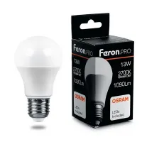 Лампа светодиодная Feron.Pro A60 LB-1013 Шар E27 13W 2700K, 38032