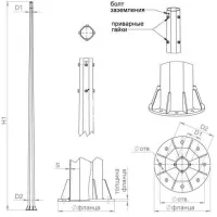 Опора ОГСФ-0,4-9,0 г. ц. без лючка (фланец 395х310х8х25) Пересвет В00000224