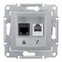 Розетка 2xRJ11+RJ45 Cat.5 Schneider Electric SEDNA, алюминий, SDN5100160