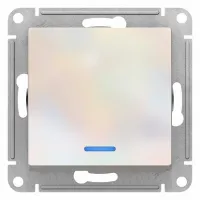 Переключатель 1-клавишный Schneider Electric ATLASDESIGN, с подсветкой, скрытый монтаж, жемчуг, ATN000463