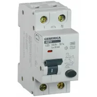 Дифавтомат IEK GENERICA 2P 25А (C) 4.5кА 30мА (AC), MAD25-5-025-C-30