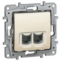 Розетка компьютерная 2xRJ45 Cat.5 Legrand ETIKA, бежевый, 672355