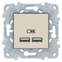 Розетка 2xUSB Schneider Electric UNICA NEW, бежевый, NU541844