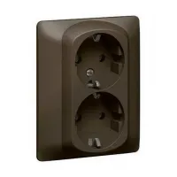 Розетка Legrand Galea Life двойная с заземлением с накладкой Dark Bronze