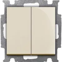 Переключатель 2-клавишный ABB BASIC55, скрытый монтаж, слоновая кость, 2CKA001012A2151