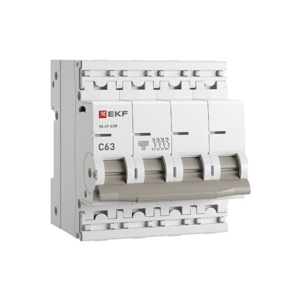 Автоматический выключатель ВА 47-63N 4P 63А (C) 6кА PROXIMA EKF