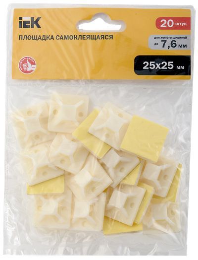 Площадка самоклеящаяся 25х25 белая под хомуты (20шт) ИЭК