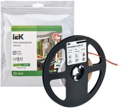 IEK Лента  IP20 12V 4,8Вт/м зелёный  LSR-2835G60-4,8-IP20-12В LED 5м