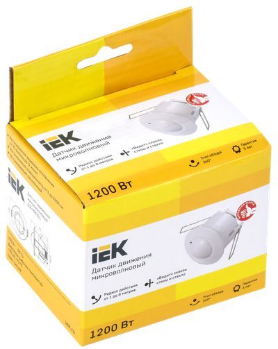 IEK Датчик движения ДД-МВ 301 белый 1200Вт  360 гр. 8М. IP20