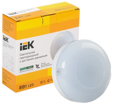 IEK LED ДПО 1001 8Вт 4000K IP54 с акуст.датч. 