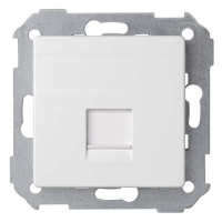 Розетка прямая для передачи данных со шторкой на 1 разъем RJ45 Simon 82 Concept белый матовый