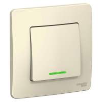 BLANCA С/У 1-клавишный ПЕРЕКЛЮЧАТЕЛЬ (cх.6) с подсв., 10А,250B, МОЛОЧНЫЙ