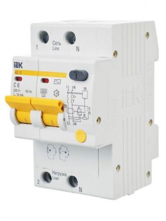 Диф. автомат  2П   6А  10мА  IEK  АД-12