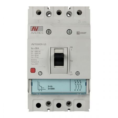 Выключатель автоматический в литом корпусе AV-POWER-1/3 20А 80кА TR EKF