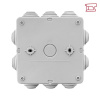 Коробка распределительная КМР-030-014 с крышкой (100x100x50) для прямого монтажа, 10 мембр. вводов серая IP55 EKF