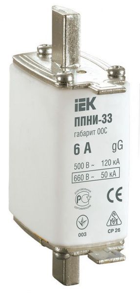 Плавкая вставка предохр.ППНИ-33 габ. 00С  6А IEK