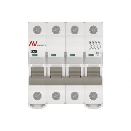 Выключатель автоматический AV-6 4P 20A (D) 6kA EKF AVERES