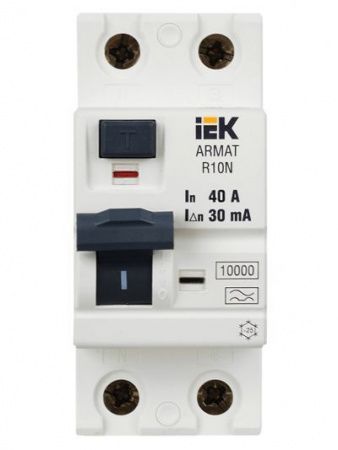 УЗО  2П  40А  30мА тип А ВДТ R10N АRMАT IEK АR-R10N-2-040А030