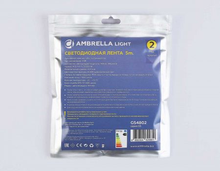 Светодиодная лента Ambrella Light GS4802 COB 616Led/19W m/ 24V IP20 4500K/ 5m*12mm*2mm (2 конт.) GS4802