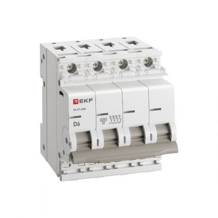 Автоматический выключатель ВА 47-63N 4P 6А (D) 6кА PROXIMA EKF